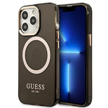 Guess Gold Outline Translucent MagSafe Case for iPhone 13 Pro / iPhone 13 - Black