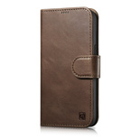 iCarer Oil Wax Wallet Case 2in1 Cover iPhone 14 Pro Anti-RFID Leather Flip Case Brown (WMI14220722-BN)