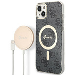 Set Guess GUBPP14MH4EACSK Hülle + Ladegerät iPhone 14 Plus 6,7" schwarz/schwarz Hartschale 4G Print MagSafe