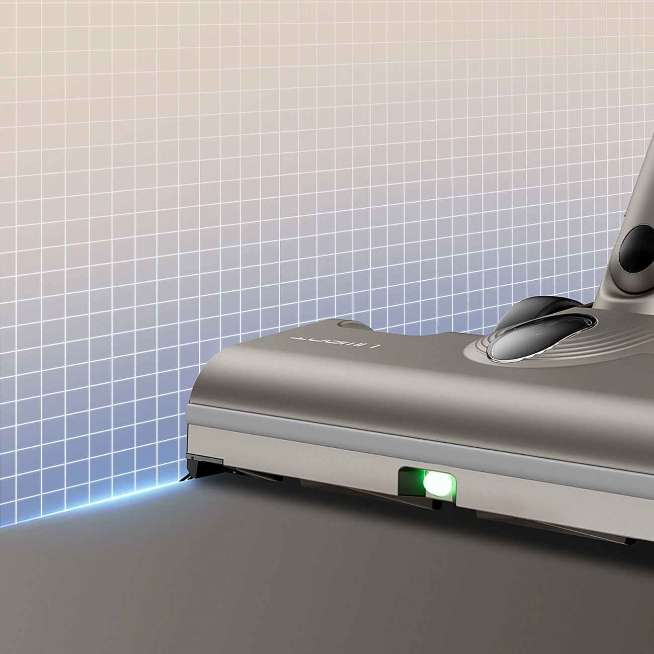 Illustration of a special brush that allows cleaning even around the edges of room walls.