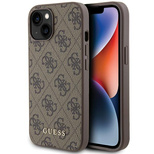 Guess 4G Metal Gold Logo case for iPhone 15 - brown