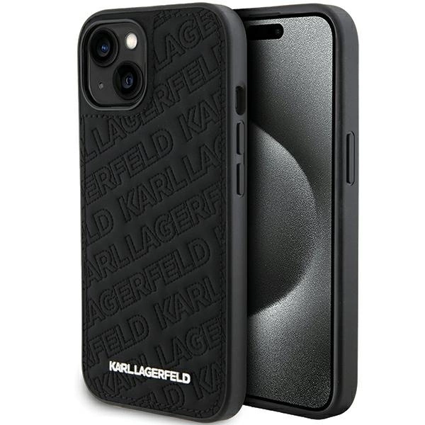 Karl Lagerfeld Quilted K Pattern case for iPhone 15 Plus 14 Plus black