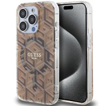 Guess IML GCube MagSafe Hülle für iPhone 15 Pro – braun