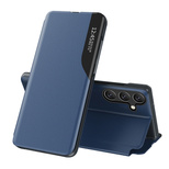 Eco Leather View Case Hülle für Samsung Galaxy S25+ mit Klappe und Ständer – blau