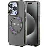 Guess GUHMP15LHFWFCK iPhone 15 Pro 6.1&quot; black/black hardcase IML Flowers Wreatch MagSafe