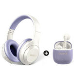 Guess on-ear Bluetooth + TWS purple headphones set