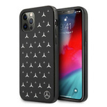 Mercedes Schutzhülle mit silbernem Sternenmuster für iPhone 12 / iPhone 12 Pro, Schwarz