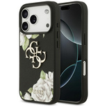 Etui Guess Grained Roses & Big 4G Logo na iPhone 17 Pro - czarne
