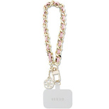 Pasek Guess Saffiano Chain 4G Charm - różowy