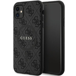 Guess GUHMN61G4GFRK iPhone 11 6.1" / Xr black/black hardcase 4G Collection Leather Metal Logo MagSafe