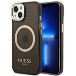 Guess GUHMP14SHTCMK iPhone 14 6.1" black/black hard case Gold Outline Translucent MagSafe