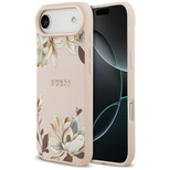 Guess Grained Flowers Classic Logo MagSafe iPhone Air Hülle - Rosa