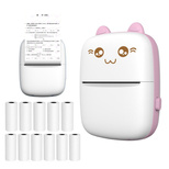 HURC9 Mini-Katzen-Thermodrucker – Pink (11 Rollen im Lieferumfang enthalten)