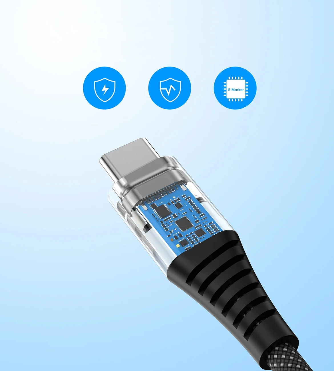 A close-up of the built-in chip in the Choetech XCC-1051 Cable