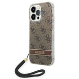 Guess GUOHCP14XH4STW iPhone 14 Pro Max 6,7 &quot;braun / braunes Hardcase 4G Print Strap