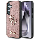 Guess Fixed Glitter Big 4G Metal Logo Case for Samsung Galaxy S25 Pink