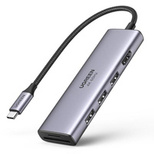 Ugreen Multifunktions-HUB USB Typ C - 3x USB 3.2 Gen 1 / HDMI 4K 60Hz / SD- und TF-Kartenleser grau (60383 CM511)