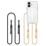 Tech-Protect FlexAir Chain MagSafe iPhone 16 Case - Clear + 2 Lanyards (Black &amp; Taupe)