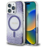 Guess HC Resin Bottom Glitter MagSafe iPhone 16 Pro Hülle - Lila