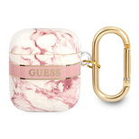 Etui Guess Marble Strap Collection na AirPods 1/2 - różowe