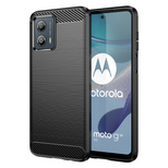 Carbon Case etui Motorola Moto G53 elastyczny silikonowy karbonowy pokrowiec czarne