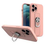 Ring Case silicone case with finger grip and stand for iPhone 13 Pro Max pink