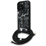 Karl Lagerfeld Crossbody Grained Pattern &amp; Logo Case for iPhone 16 Pro - Black