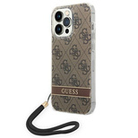 Guess GUOHCP14LH4STW iPhone 14 Pro 6.1 &quot;brown / brown hardcase 4G Print Strap