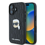 Karl Lagerfeld Monogram Karl Head Pin Hülle für iPhone 16 – Schwarz