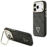 Guess 4G PU Triangle Logo &amp; Stand Camera Magsafe Case for iPhone 17 Pro - Black