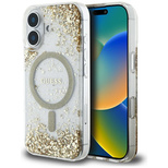 Guess HC Resin Bottom Glitter MagSafe case for iPhone 16 - gold