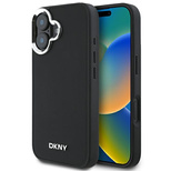 DKNY Plain Silver Logo MagSafe Hülle für iPhone 16 – Schwarz