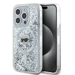 Karl Lagerfeld Liquid Glitter Karl Head MagSafe Hülle für iPhone 15 Pro – transparent