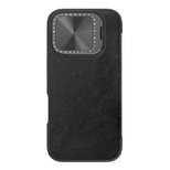 Nillkin Qin Prop Leather Case mit Kameraabdeckung und Ständer für iPhone 16 Pro Max – Schwarz