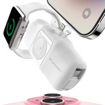 Mini powerbank Wozinsky WF16-YLS 5000mAh 15W Lightning z wbudowanym kablem USB-C i ładowarką do Apple Watch - biały