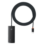 Baseus Lite Series przejściówka HUB USB Typ C - 4x USB 3.0 2m czarny (WKQX030501)