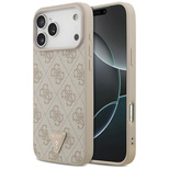 Guess Leather 4G Triangle Strass MagSafe Case für iPhone 17 Pro Max - Pink