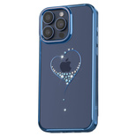 Silicone case with Swarovski crystals Kingxbar Wish Series for iPhone 15 - blue