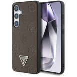 Guess Grained Hot Stamp Peony Pattern Triangle Logo MagSafe Hülle für Samsung Galaxy S25 - Braun