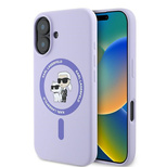 Karl Lagerfeld Silicone Karl&amp;Choupette Heads Ring MagSafe Case for iPhone 16 Plus - Purple