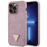 Guess Rhinestone Triangle Hülle für iPhone 14 Pro Max – Rosa