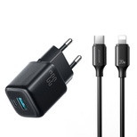 Joyroom JR-TG7 33W USB-A + USB-C Wandladegerät mit 30W USB-C - Lightning 1m Kabel - schwarz