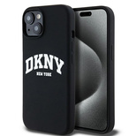 DKNY Liquid Silicone White Printed Logo MagSafe Case for iPhone 14 / 15 / 13 - Black