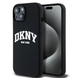 Etui DKNY Liquid Silicone White Printed Logo MagSafe na iPhone 14 / 15 / 13 - czarne