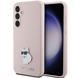 Karl Lagerfeld Choupette Metal Pin-Hülle aus Silikon für Samsung Galaxy S23 FE – Rosa