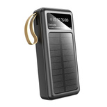 Dudao K18+ Solar-Powerbank 20000 mAh mit USB-A-/USB-C-/ Lightning /Micro-USB-Kabeln – Schwarz