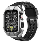 Kingxbar CYF136 2in1 Panzergehäuse für Apple Watch SE, 6, 5, 4 (44 mm) aus Edelstahl mit silbernem Armband