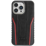 Audi Genuine Leather case with MagSafe for iPhone 14 Pro Max - black and red