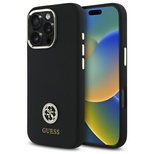 Guess Silikon Logo Strass 4G Hülle für iPhone 16 Pro – Schwarz