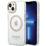 Guess Metal Outline MagSafe Case für iPhone 15 Plus / 14 Plus - Gold